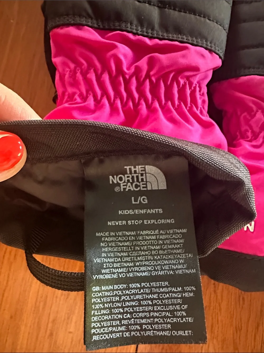 The North Face Hot Pink Gloves Kids Large EUC